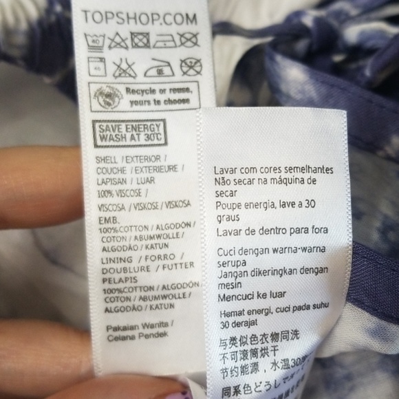 TopShop High Waist Scallop Hem Tie Dye Shorts - Picture 6 of 7